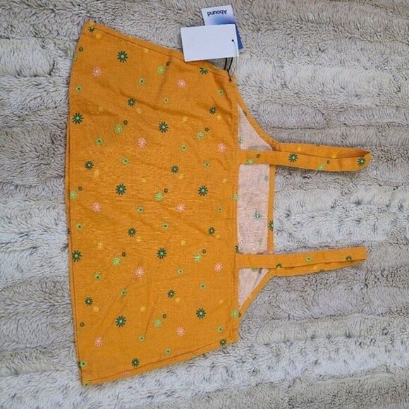 Abound Floral Linen Cropped Tank Tank Blouse Women's XS Western Summer Boho - Picture 6 of 6